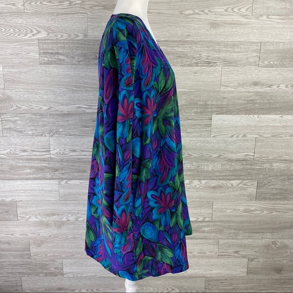 Dorman VTG Silk Purple Long Sleeve Button Blouse - Picture 4 of 6